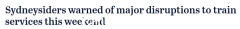本周末，新州铁路工会又要罢工！火车服务将大幅减少，部分线路停运（组图）