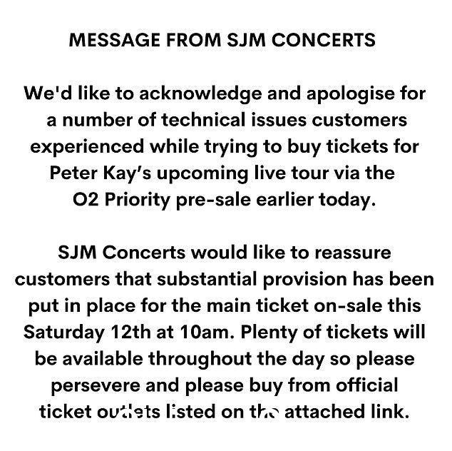 声明:02 Priority 预售网站崩溃,导致万千歌迷争相购票,演唱会主办方澳博道歉并向买家保证会有大量门票