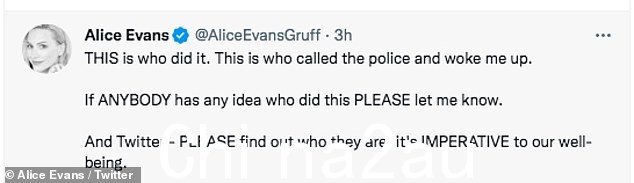 Claims: 然后她在 Twitter 上标记了一个帐户,她声称这个帐户是报警的人