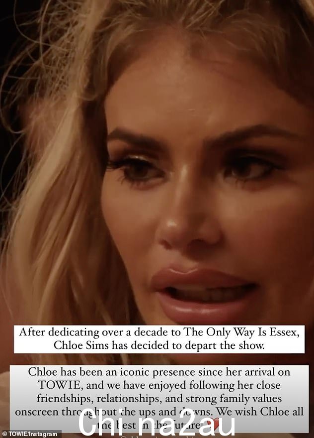 退出:这是在克洛伊 (Chloe) 写下衷心的告别之后,她说她“永远感谢”制片人和她的粉丝们的支持,因为她在周五确认了她离开的消息