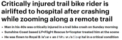 澳洲男子骑山地车受重伤 救援直升机出动（图）
