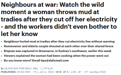 视频曝光！悉尼施工队断电老太婆冲出门抓起泥巴怒砸工人们（组图）