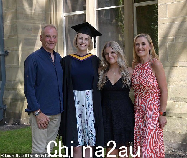 Laura Nuttall,来自兰开夏郡,于 2018 年被诊断出患有 4 期胶质母细胞瘤,与这位喜剧传奇人物和她的亲密家人(上图是劳拉毕业时的照片)在著名的白天鹅餐厅共进晚餐Fence near Burnley