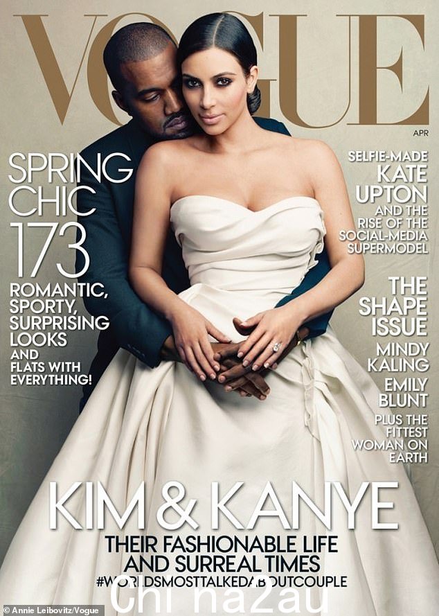 标志性封面:Kim 与 Kanye West 合影,也单独合影
