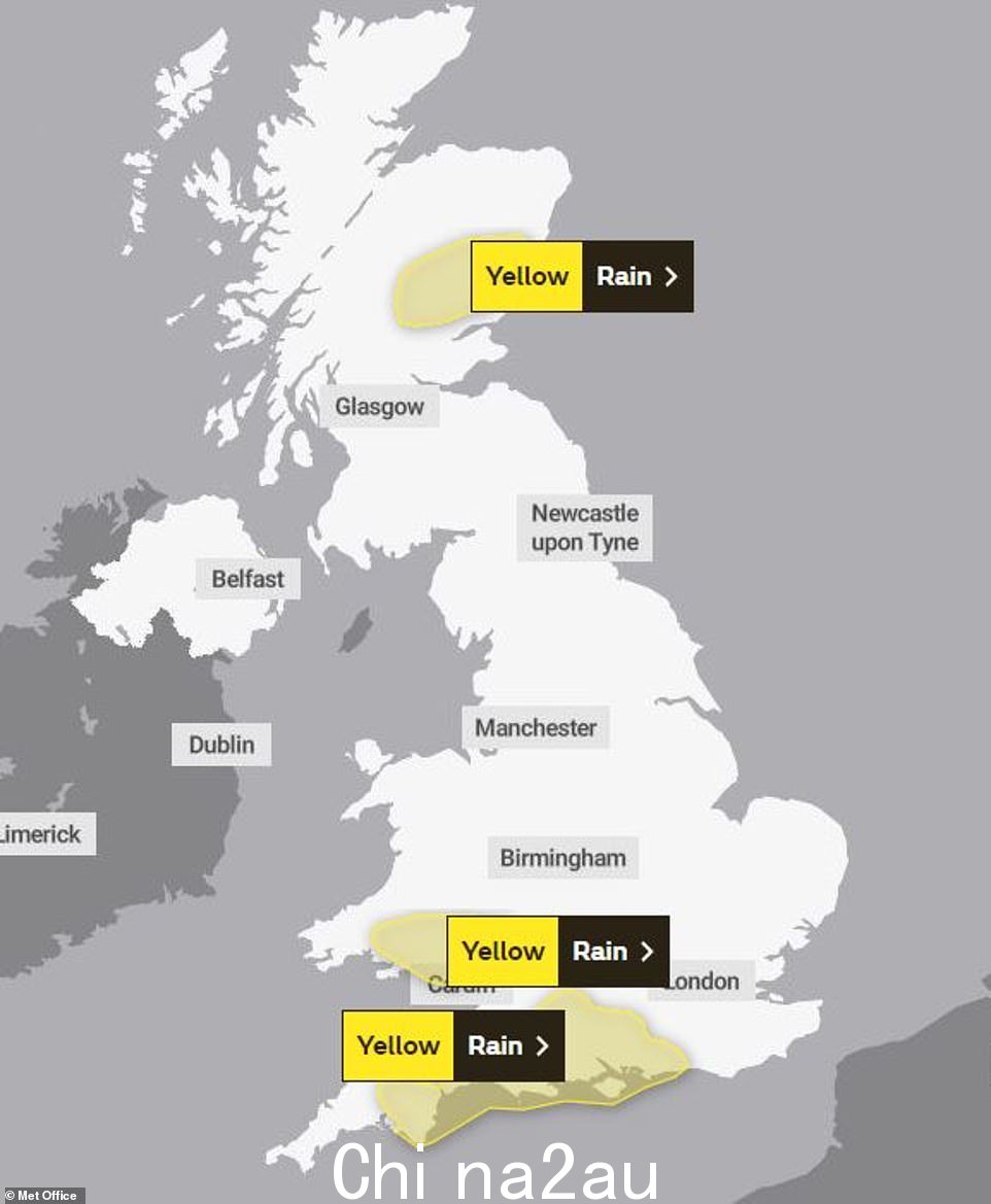 英国气象局发布了三个单独的降雨黄色警告英格兰、苏格兰和威尔士今天天气锋面席卷大西洋