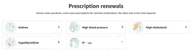 除了为唇疱疹、湿疹和生殖器疱疹等病症提供治疗建议外,Amazon Clinic 还将更新哮喘、高血压和高胆固醇的处方