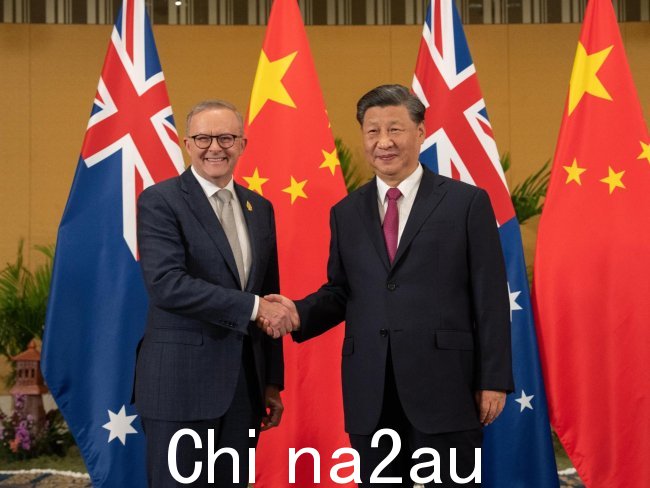 总理安东尼·艾博年在旁边会见习近平主席巴厘岛G20峰会的路线。图片:Twitter/AlboMP