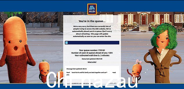 Aldi 顾客凌晨 4 点在店外等候,而 77,000 人在网上排队,因为购物者今天试图拿到商店的节日人物凯文胡萝卜