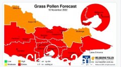 今天墨尔本的花粉水平达到“极端”水平，几乎所有过敏症都出现了症状（如图）