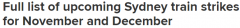 悉尼地铁网络或全面瘫痪！工会计划下月初罢工，所有线路停运（图）