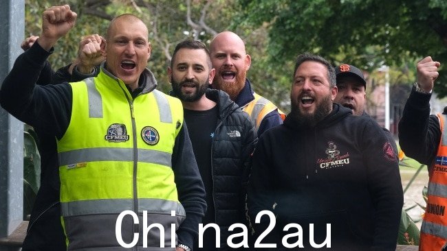 CFMEU 成员扰乱了自由党领袖马修盖伊的新闻发布会。图片:NCA NewsWire,Luis Enrique Ascui。
