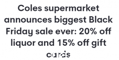 Coles推出“史上最强”黑五大促！礼品卡立减 15%，iPhone SE 售价 289 美元（图）