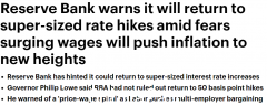 通胀率料继续攀升，澳洲联储警告：可能再次加息0.5%（图）