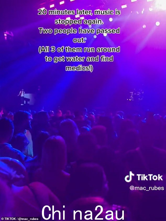 寻求帮助:N-Dubz 粉丝在 TikTok 上写道:'有两个人昏倒了。他们三个都跑来跑去取水并寻找医生!'