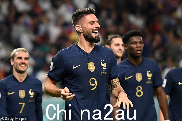 失利:法国队在周二晚上举行的 2022 年卡塔尔世界杯 D 组比赛中以 4-1 击败澳大利亚队