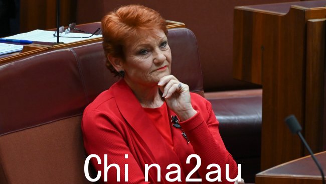 参议员 Pauline Hanson 说她不能投票支持工党目前形式的 IR 法案。图片：NCA NewsWire / Martin Ollman