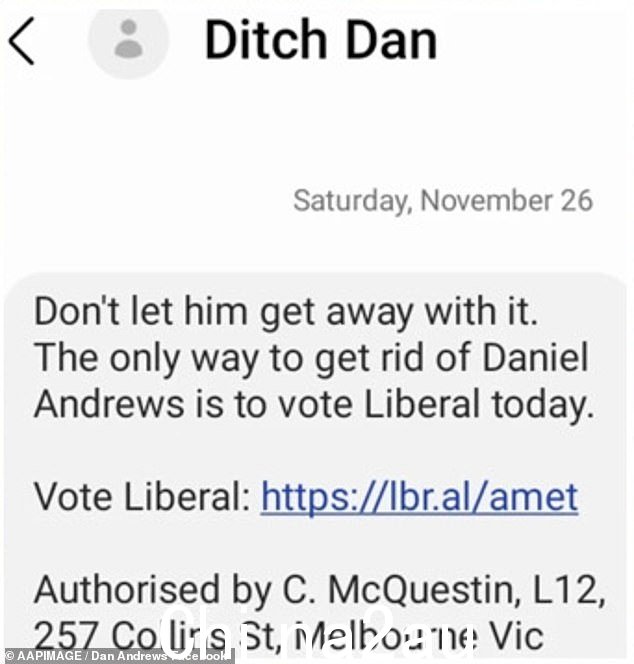 自由党向选民发送了一条短信,告诉他们在星期六的投票日'Ditch Dan'