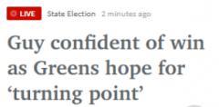 维州自由党领袖盖伊完成投票，称有信心赢得今天的大选并组建政府（图）