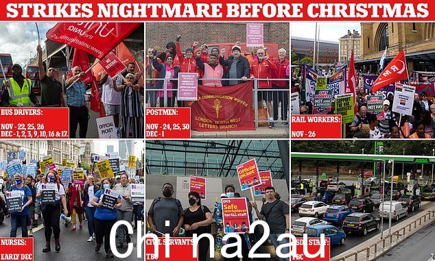 在 100,000 名公务员投票罢工后,英国正面临一个不满的冬天,因为铁路网络的同志们同意了新的日期,护士们决定在更多的时间里首次采取罢工行动超过一个世纪。