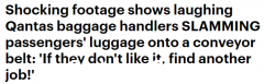 TikTok 疯狂传播！澳航搬运工乱丢乘客行李，引数十万围观，网友愤慨（视频/照片）