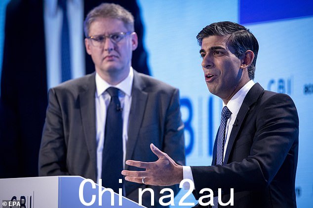 CBI 总干事 Tony Danker(左)说 Rishi Sunak(右)如果要避免“比需要的时间更长、更深的衰退”,就必须“开始采取行动”进行投资是'
