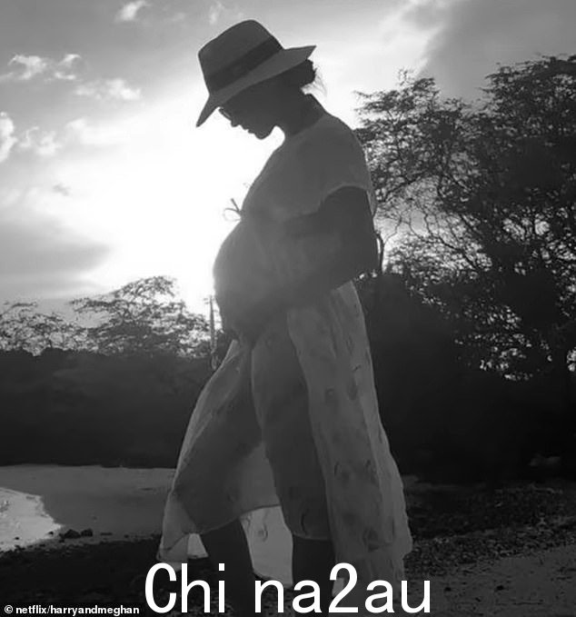 其中一张非常个人化的图片在预告片中,可以看到梅根抱着她的小肚子