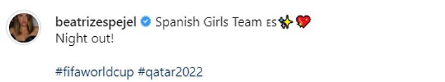 图片的标题很简单:'西班牙女队之夜! #fifaworldcup #qatar2022.'