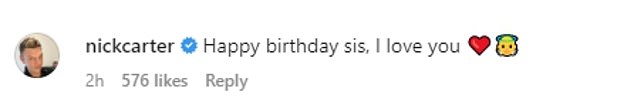 支持:Nick send birthday wishes to his beloved sister