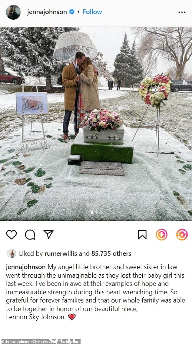 悲剧:与星共舞舞者珍娜约翰逊宣布她的小侄女列侬天空约翰逊不幸去世