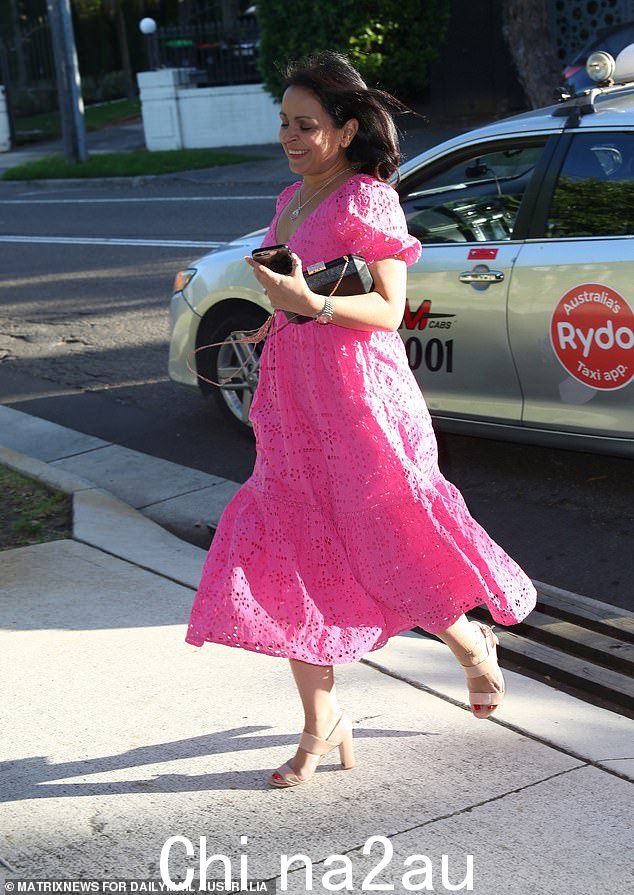 Sky News 的 Rita Panahi 穿着飘逸的粉红色礼服走进派对