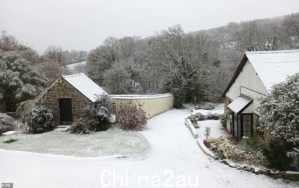 Lower Hearson Farm 的照片发布到他们的 Twitter feed 上 Barnstaple 的夜间降雪