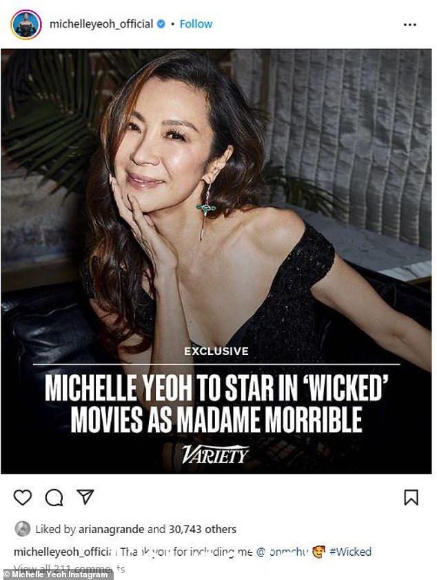女演员确认d 她加入了 Wicked 的演员阵容,该片已经开始拍摄,由 John M. Chu 担任导演