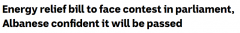 能源补贴法案受阻，绿党联盟党明确反对！ Albanese：对通过立法充满信心（照片）