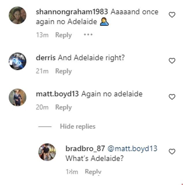 进入 Live Nation Australia Instagram 页面的评论部分,阿德莱德当地人对被“再次”排除在外感到愤怒