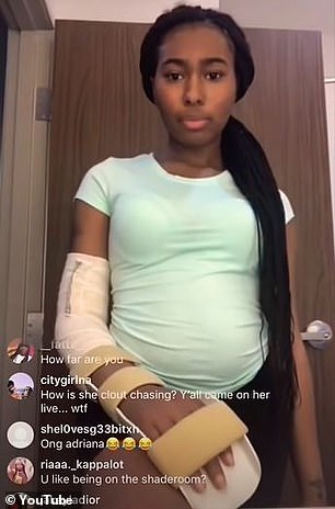 Iyanna 的受害者 Lapattra Lashai Jacobs 在 2020 年展示了她缠着绷带的手臂