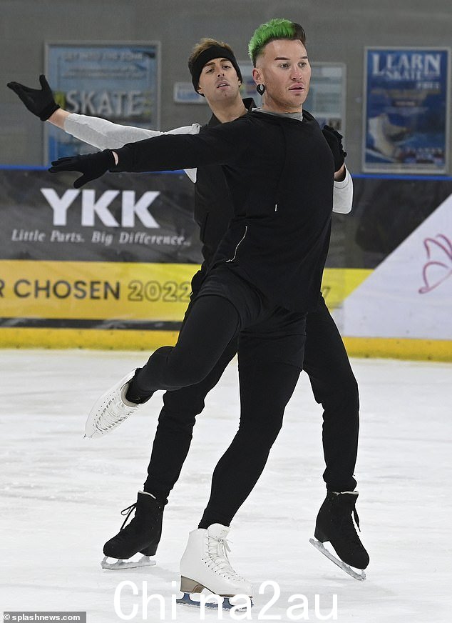 Show stopper: They appeared to rebearing a dramatic routine