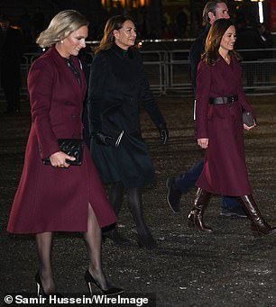 皇室成员在星期四以同样的红色出现,结束了这些指控。看到 Zara Tindall 和 Pippa Middleton 抵达