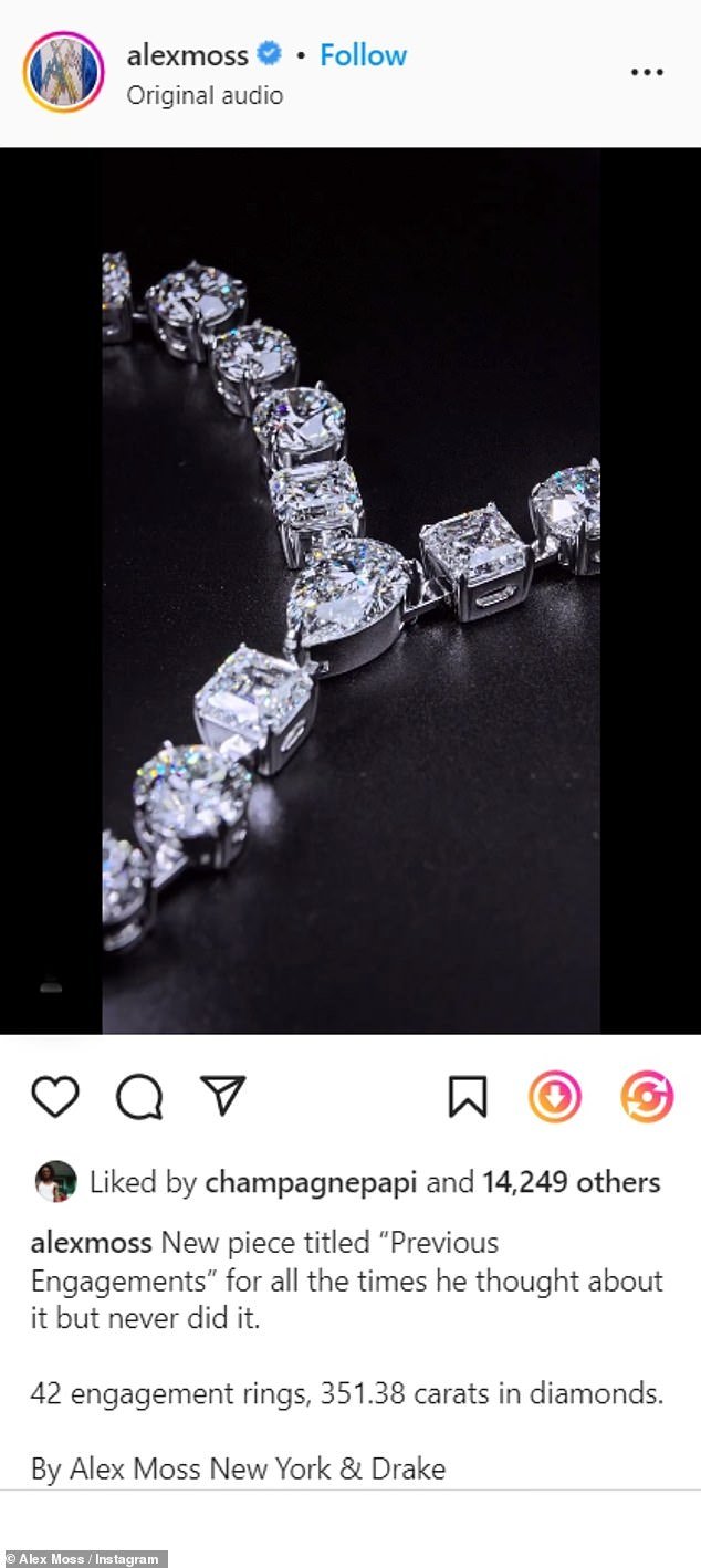 Epic:这件令人惊艳的珠宝 - 使用 18K 白金 - 由纽约顶级珠宝制造商 Alex Moss 制作,因为它镶有令人印象深刻的 351.38 克拉钻石