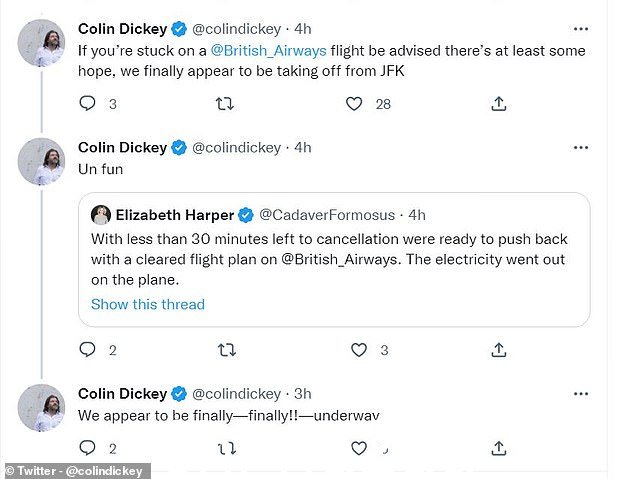 作者 Colin Dickey 在等待从肯尼迪机场起飞的航班时发布了关于他长达数小时的磨难的推文