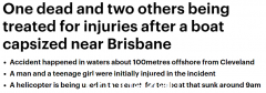 澳大利亚翻船！一人不幸遇难 直升机出动救援（图）
