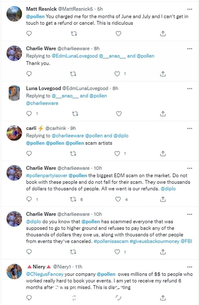 许多 Twitter 用户抱怨 Pollen。其中一位写道:“我还没有收到在承诺后的 6 个月内退款。这太恶心了'