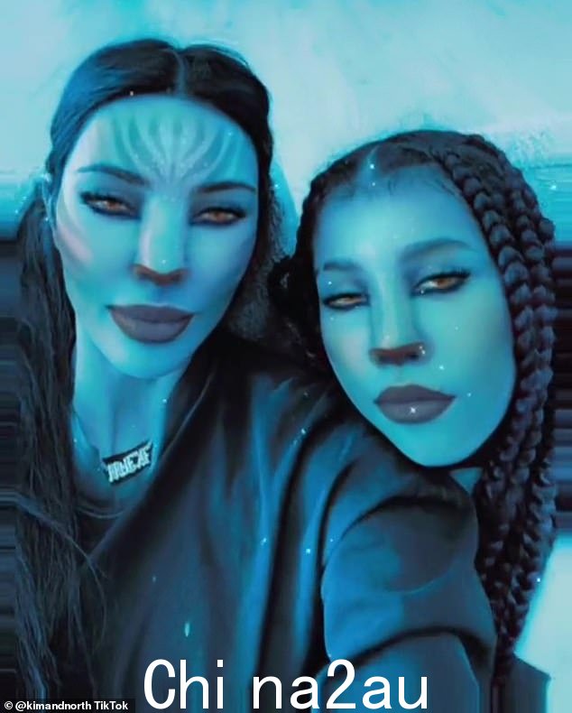 可爱的帖子:Kim Kardashian 和女儿 North West 周三在 TikTok 上上传了一个带有头像滤镜的新剪辑