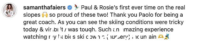 冬季乐趣:Sam 和她的搭档 Paul Knightley 以及他们的孩子 Paul Jnr、七岁的 Rosie、五岁的 Rosie 和小爱德华从法国阿尔卑斯山滑雪回来后染上了这个虫子