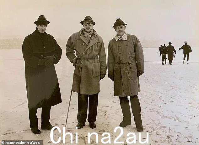 Max Markgraf von Baden(右)与他的父亲 Margrave Berthold(中)和兄弟路德维希王子(左)于 1963 年合影