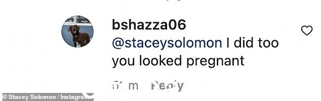 留意:Stacey 的粉丝在她的 Instagram 帖子的评论部分告诉她他们认为她怀孕了