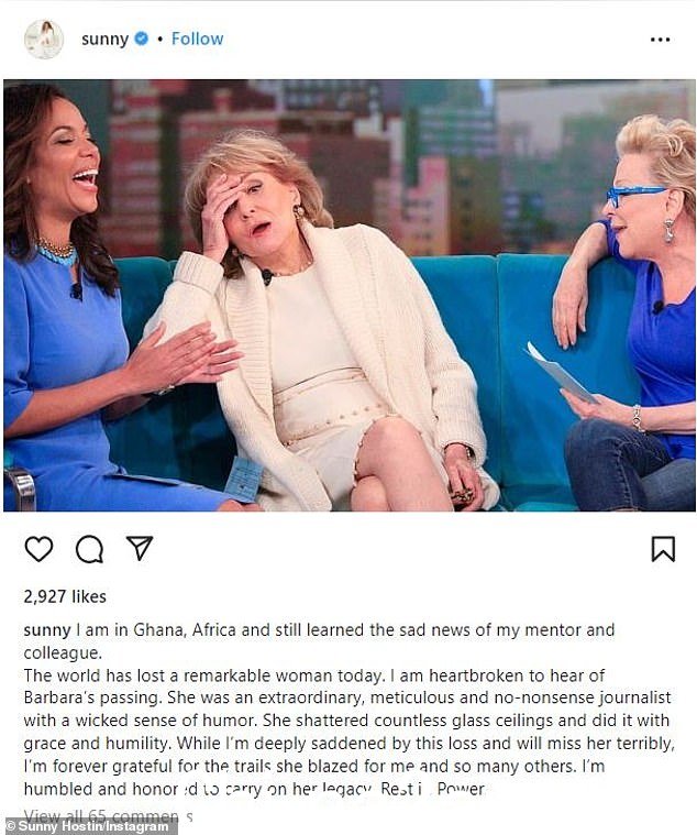 特殊时刻:The View 特邀撰稿人 Sunny Hostin,尽管她目前所在的位置,但她仍然能够听到“悲伤的消息”