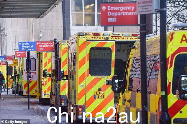 患者正在救护车后部或走廊接受治疗,因为床位不足,STEPHEN GLOVER 写道