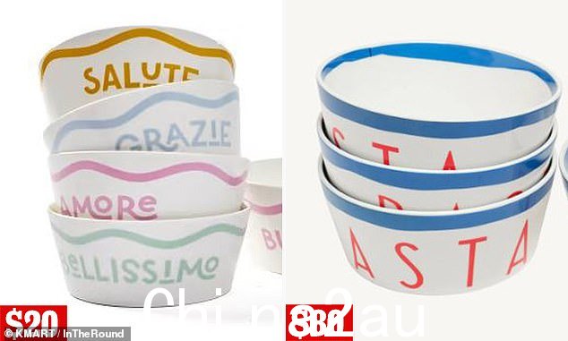 购物者争先恐后地从 Kmart 抢购一套时尚的 20 美元碗,它看起来与时尚菜肴相同,价格是其价格的四倍多(如图所示)