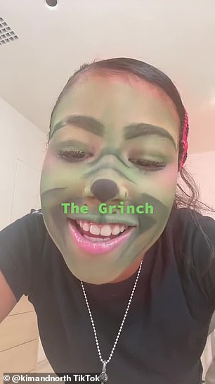 The Grinch:她经常在 TikTok 上展示她的作品,最近在圣诞节假期前把自己变成了 Grinch