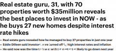 悉尼男子18岁买下第一套房子，如今拥有70套房子和3500万澳元的投资组合！投资秘诀其实是……（组图）